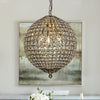 1-Light 12" Retro Antique Gold Crystal Globe Chandelier Small Sphere Pendant Light