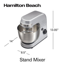 Load image into Gallery viewer, Hamilton Beach 4 Quart Stand Mixer for Kitchen, 7 Speeds, Tilt - Head, Dough Hook, Whisk &amp; Flat Beater, White