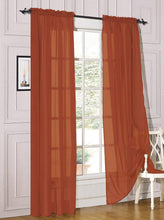 Load image into Gallery viewer, Decotex 2 Piece Sheer Voile Light Filtering Rod Pocket Window Curtain Panel Drape Set Available in A Variety of Sizes and Colors (54" x 84", Brick)