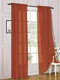 Decotex 2 Piece Sheer Voile Light Filtering Rod Pocket Window Curtain Panel Drape Set Available in A Variety of Sizes and Colors (54