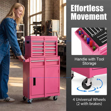 Load image into Gallery viewer, 2 - in - 1 Rolling Tool Chest, 5-Drawer Tool Storage Cabinet with Wheels, Adjustable Shelf, Tool Box Organizer for Garage Warehouse Workshop