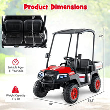 Load image into Gallery viewer, 24V 4WD 2-Seater Kids Golf Cart with Sun Shade, Storage Trunk &amp; Remote Control, LED Lights, Electric Ride on Toy Car for Boys Girls Ages 3+