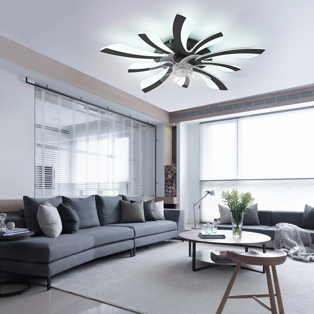 Garwarm Dimmable Ceiling Fan with Light and Remote Control, 27" Small Flush Mounted Ceiling Fan