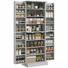 Load image into Gallery viewer, Spaco 17-Tier Kitchen Small Pantry Cabinet with 2 Doors and 6 Adjustable Shelves, Cabinet Pantry, Freestanding 5-Tier Shelving Pantries