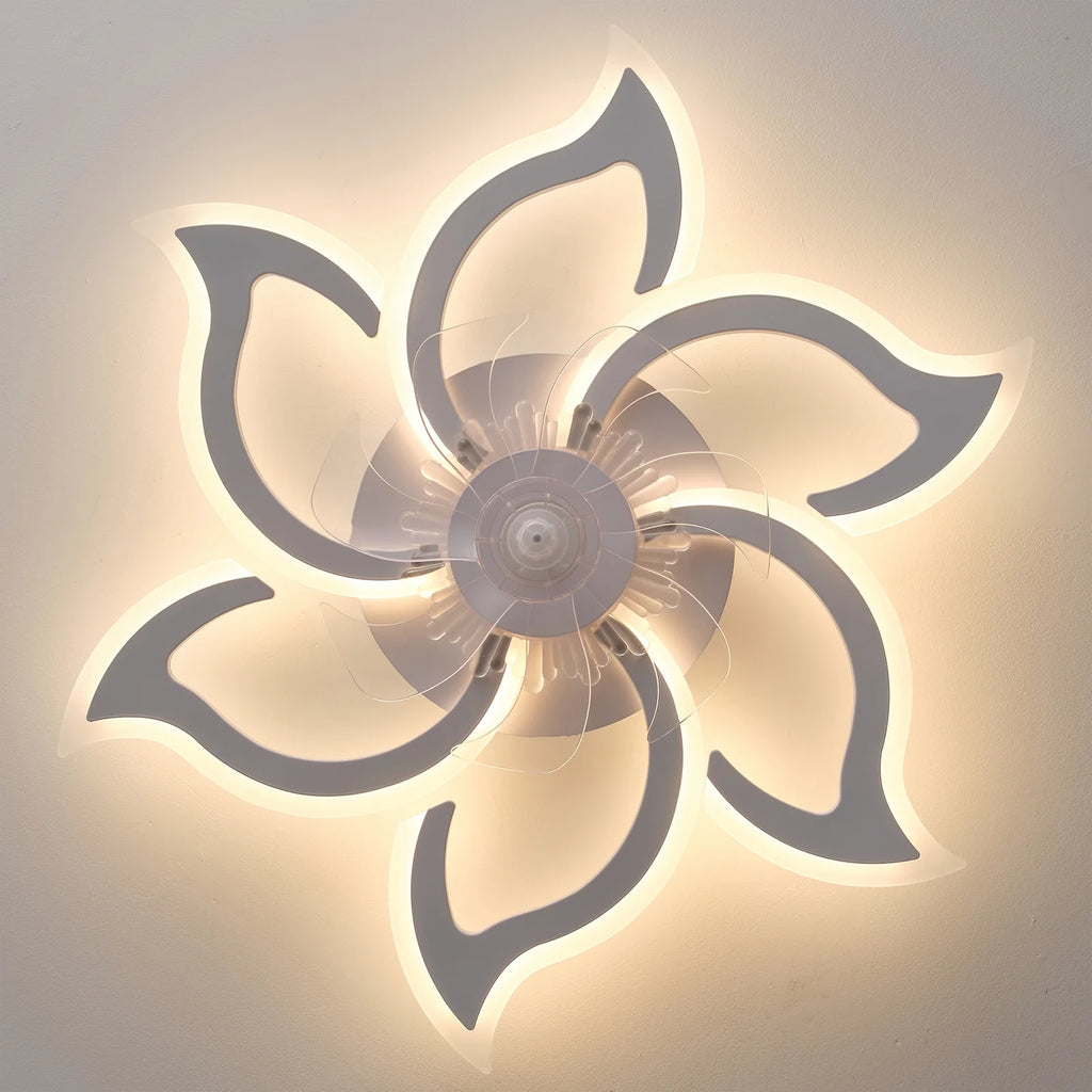 Garwarm Dimmable Ceiling Fan with Light and Remote Control, 27" Small Flush Mounted Ceiling Fan