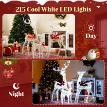 Load image into Gallery viewer, Tangkula 3-Piece Christmas Lighted Iridescent Reindeer Family Set with 215 Cold White LED Lights and Ground Stakes