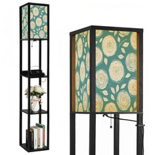 Load image into Gallery viewer, Floor Lamp with Shelves, Modern Dimmable Standing Lamp Floral Corner Display Bookshelf Lamp with 2 USB &amp; 1 Power Outlet for Living Room &amp; Bedroom