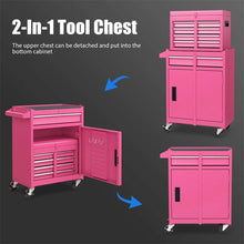 Load image into Gallery viewer, 2 - in - 1 Rolling Tool Chest, 5-Drawer Tool Storage Cabinet with Wheels, Adjustable Shelf, Tool Box Organizer for Garage Warehouse Workshop