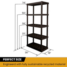 Load image into Gallery viewer, Hyper Tough Large 5-Tier Shelving Unit, W36 x D18 x H74" Interlocking Multipurpose Organizer, Black, Pack of 2