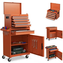 Load image into Gallery viewer, 2 - in - 1 Rolling Tool Chest, 5-Drawer Tool Storage Cabinet with Wheels, Adjustable Shelf, Tool Box Organizer for Garage Warehouse Workshop