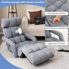 Load image into Gallery viewer, 6 - Position Adjustable Floor Sofa Bed, Folding Lazy Sofa Chaise Lounger Recliner with Armrests &amp; Footrests for Living Room, Bedroom &amp; Gaming