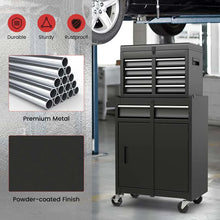 Load image into Gallery viewer, 2 - in - 1 Rolling Tool Chest, 5-Drawer Tool Storage Cabinet with Wheels, Adjustable Shelf, Tool Box Organizer for Garage Warehouse Workshop