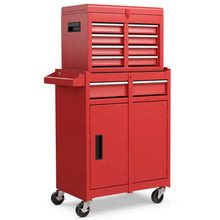 Load image into Gallery viewer, 2 - in - 1 Rolling Tool Chest, 5-Drawer Tool Storage Cabinet with Wheels, Adjustable Shelf, Tool Box Organizer for Garage Warehouse Workshop