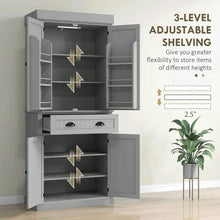 Load image into Gallery viewer, Spaco 17-Tier Kitchen Small Pantry Cabinet with 2 Doors and 6 Adjustable Shelves, Cabinet Pantry, Freestanding 5-Tier Shelving Pantries