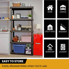 Load image into Gallery viewer, Hyper Tough Large 5-Tier Shelving Unit, W36 x D18 x H74" Interlocking Multipurpose Organizer, Black, Pack of 2