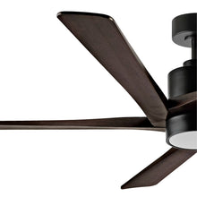 Load image into Gallery viewer, WINGBO 54 DC Ceiling Fan with Lights and Remote Control, 5 Reversible Carved Wood Blades Brass/Black