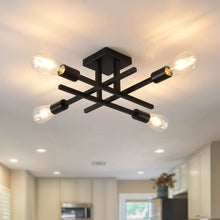 Load image into Gallery viewer, Doraelia Dimmable Sputnik Modern Linear Chandelier Semi Flush Mount Ceiling 4 Light Fixtures George Oliver Finish: Black