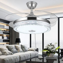 Load image into Gallery viewer, 42"invisible Chandelier Ceiling Fan with Light and Bluetooth Speaker, Modern 3 Color Change Crystal Ceiling Fan Light