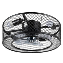 Load image into Gallery viewer, Hallas 18" Caged Ceiling Fan w/ Light Black Iron Metal Round Lamp Chandelier 3 Speeds Williston Forge