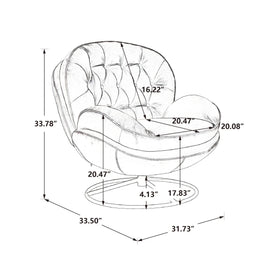 Velvet Swivel Accent Chair with Ottoman, Modern Chaise Lounge Chair with Metal Frame and Footstool, Comfy Armchair Reading Chair