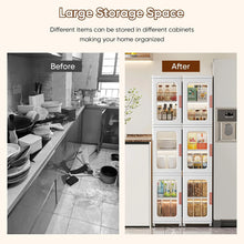 Load image into Gallery viewer, Slim Kitchen Pantry Storage Cabinet with Doors and Shelves, 3 - Tiers Plastic Narrow Storage Organizer Collapsible