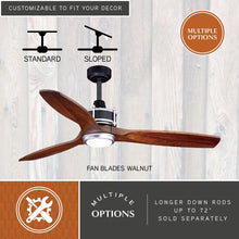 Load image into Gallery viewer, Vaxcel Curtiss Satin Brass Mid - Century Modern MCM Wood Propeller Ceiling Fan with LED Light Kit and Remote