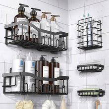 Load image into Gallery viewer, EUDELE Shower Caddy 5 Pack,Adhesive Shower Organizer for Bathroom Storage&amp;Kitchen,No Drilling,Large Capacity,Rustproof Stainless Steel Bathroom