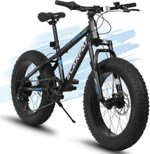 Load image into Gallery viewer, 20 in Mountain Bike for 7 - 15 Years Old, 7 Speed Kids Bike with High Carbon Steel Frame, Fat Tire and Dual Disc Brake, Front Suspension Mountain