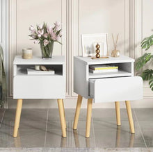 Load image into Gallery viewer, Syngar Nightstand Set of 2, Modern Bedside Tables with 2 Drawers, Storage Shelf and Wood Handles, White Bedroom Furniture