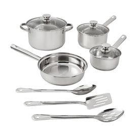 Mainstays 10-Piece Cookware Set, Stainless Steel