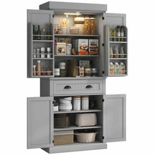 Load image into Gallery viewer, Spaco 17-Tier Kitchen Small Pantry Cabinet with 2 Doors and 6 Adjustable Shelves, Cabinet Pantry, Freestanding 5-Tier Shelving Pantries