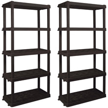 Load image into Gallery viewer, Hyper Tough Large 5-Tier Shelving Unit, W36 x D18 x H74" Interlocking Multipurpose Organizer, Black, Pack of 2
