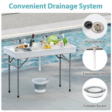 Load image into Gallery viewer, Costway 4 Foot Ice Cooler Folding Table Outdoor Portable Ice Bin Table with Large Sink