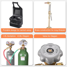 Load image into Gallery viewer, Yescom DOT Oxy Acetylene Torch Kit Gas Tank Brazing Welding Cutting Black Holder Gauge Portable Brass Nozzle Long Pipe Goggles Heavy Duty Oxygen