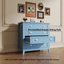 Load image into Gallery viewer, 6 Drawer Dresser, Light Blue Elegant Chest of Drawers, Large Cabinet with Storage, Rustic Wood Chest of Drawers for Bedroom, Living Room, Hallway