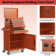 Load image into Gallery viewer, 2 - in - 1 Rolling Tool Chest, 5-Drawer Tool Storage Cabinet with Wheels, Adjustable Shelf, Tool Box Organizer for Garage Warehouse Workshop
