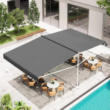 Load image into Gallery viewer, AECOJOY Free Standing Retractable Awning, 10'x10' Dual Side Patio Awnings Outdoor Manual Sun Shade Shelter, Dark Grey