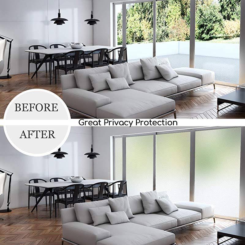 HIDBEA Privacy Window Film Frosted with Heat Control UV Protection, Static Cling Reusable Glass Stickers Covering for Home Office Bathroom Frosted