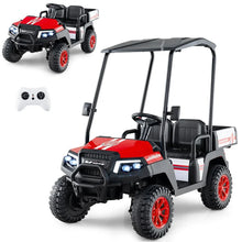 Load image into Gallery viewer, 24V 4WD 2-Seater Kids Golf Cart with Sun Shade, Storage Trunk &amp; Remote Control, LED Lights, Electric Ride on Toy Car for Boys Girls Ages 3+