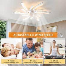 Load image into Gallery viewer, Garwarm Dimmable Ceiling Fan with Light and Remote Control, 27" Small Flush Mounted Ceiling Fan