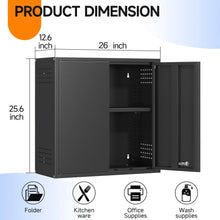 Load image into Gallery viewer, Topass Metal Wall Cabinet with Lockgarage Storage Cabinet, Wall - Mounted Utility Cabinet with Adjustable Shelf &amp; Locking Doors