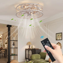 Load image into Gallery viewer, QHTX 18 - Inch White Vintage Caged Ceiling Fan with Remote Control