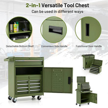 Load image into Gallery viewer, 2 - in - 1 Rolling Tool Chest, 5-Drawer Tool Storage Cabinet with Wheels, Adjustable Shelf, Tool Box Organizer for Garage Warehouse Workshop