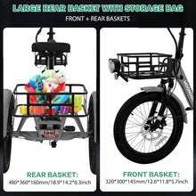 Load image into Gallery viewer, ABORON 3.0 Fat Tire Electric Trike for Senior Foldable E - Bike, 500W Motorized Tricycle Adult 20" Folding 3 Wheel Electric Commute Bike Trike W/48V