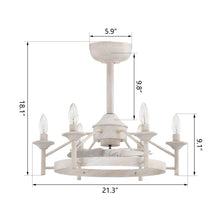 Load image into Gallery viewer, Maxax Candlestick Ceiling Fan with Light, 21" White Vintage Ceiling Fan with Remote Control, 6 Speeds Reversible Timing Ceiling Fan