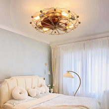 Load image into Gallery viewer, Industrial Cage Ceiling Fan - Low - Profile 7 - Blade Fan with Remote &amp; Light - Modern Rustic Cooling for Small Spaces
