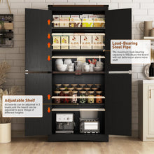 Load image into Gallery viewer, 71" Tall Farmhouse Kitchen Pantry Cabinet, 5 Layers Storage Cabinet with Adjustable Shelves, Farmhouse Pantry Cabinet with 4 Barn Doors