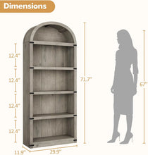 Load image into Gallery viewer, Bookcase 5 Shelf Arched Bookshelf 71.65in Tall Bookcase Farmhouse Display Storage Rack Wooden Bookshelves for Home Office, Living Room(White)