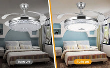 Load image into Gallery viewer, 42"invisible Chandelier Ceiling Fan with Light and Bluetooth Speaker, Modern 3 Color Change Crystal Ceiling Fan Light