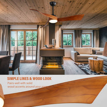 Load image into Gallery viewer, 52" and 60" Noiseless Walnut Wood Ceiling Fan with Remote Control,Light Integrated Optional - 52 inch - 52" Propeller Ceiling Fan with Light